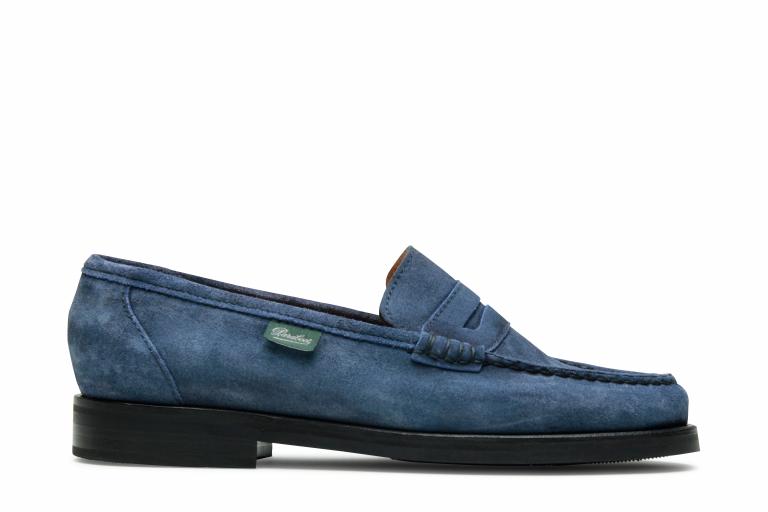 Vitry Velours délavé bleu - Genuine rubber sole with leather heel