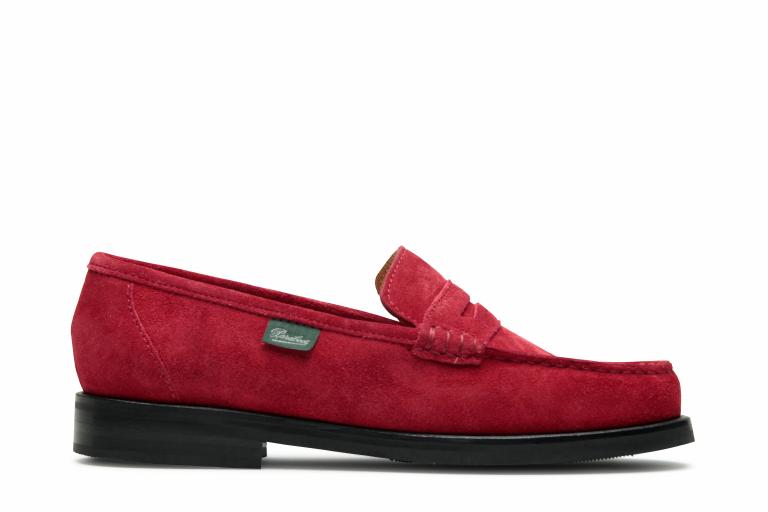 Vitry Velours rouge - Genuine rubber sole with leather heel